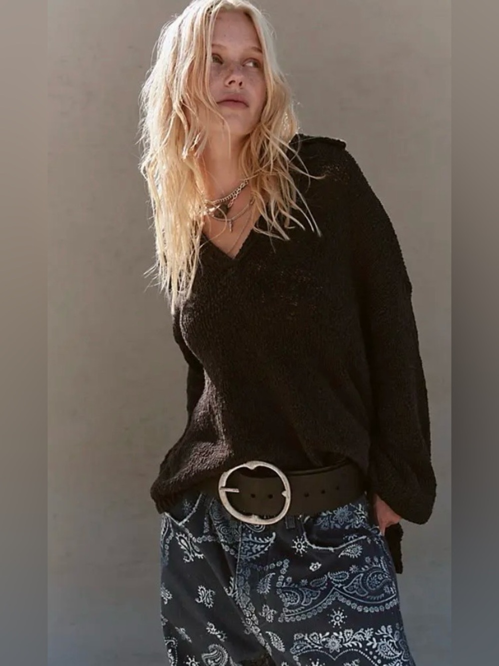 NWT FREE PEOPLE FREE EST REN SWEATER PULLOVER BLACK XS